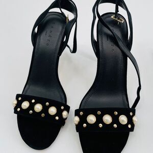 New Sandro Nina Pearl heels strap shoe velvet 39/8
